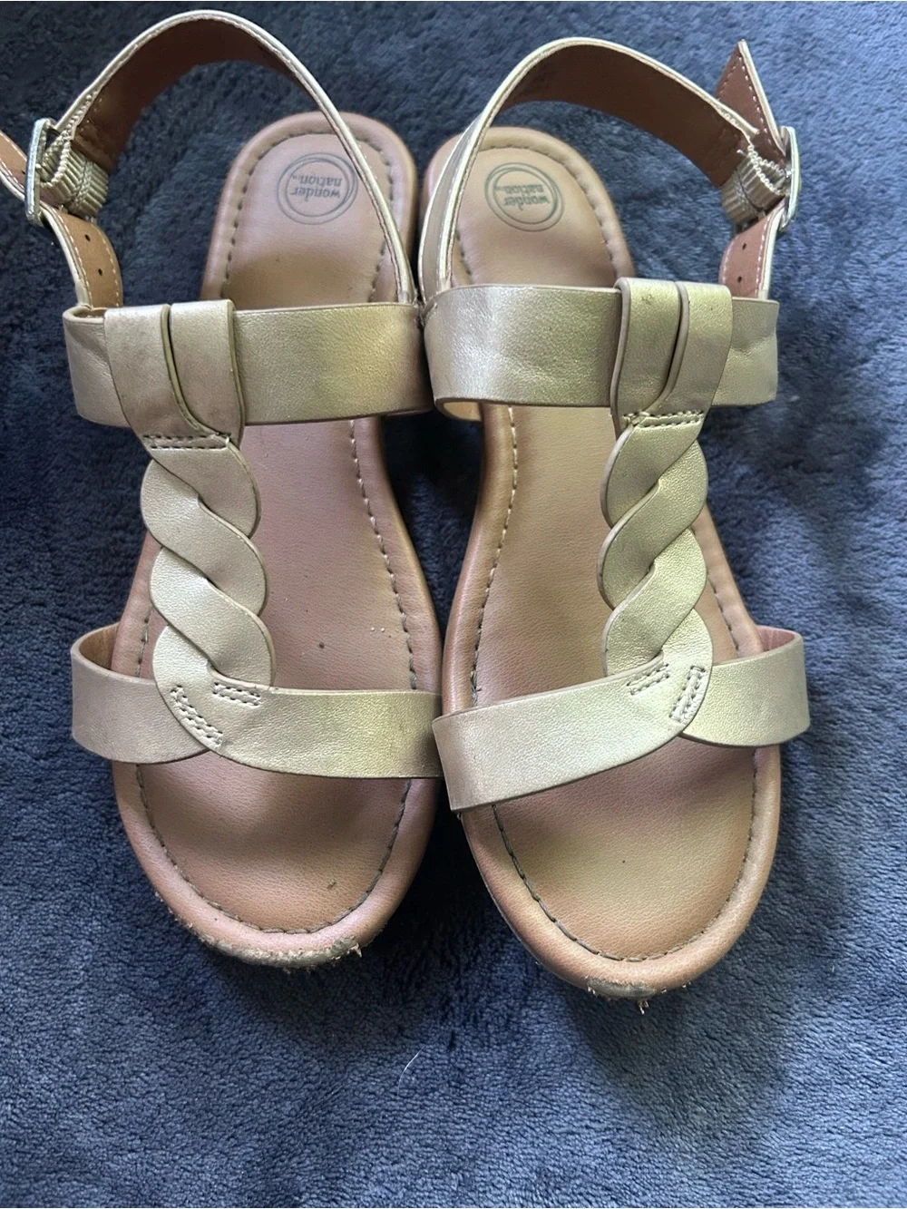 Wonder Nation Gold Braided Strap Girls Sandals